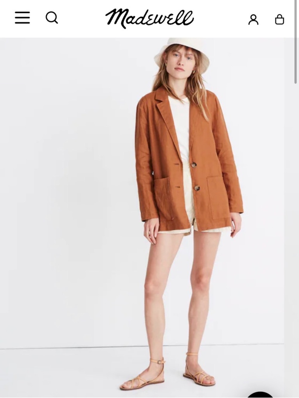 Madewell Women's Rust Linen Relaxed Blazer